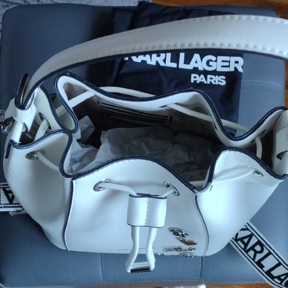 Karl Lagerfeld White Shoulder Bag with Embellishments - Picture 2 of 9